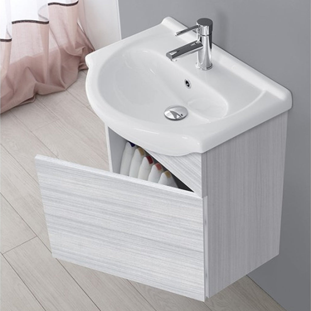 Composizione bagno sospesa Cubi&Co Star 55 cm con specchio - Grigio