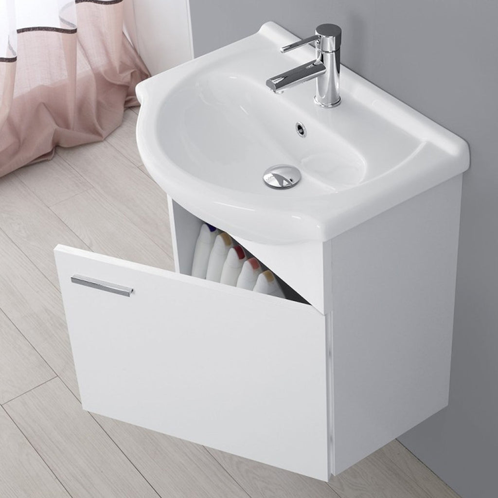 Composizione bagno sospesa Cubi&Co Star 55 cm con specchio - Bianco lucido