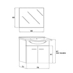 Composizione bagno sospesa Cubi&Co Star 80 cm con specchio - Larice