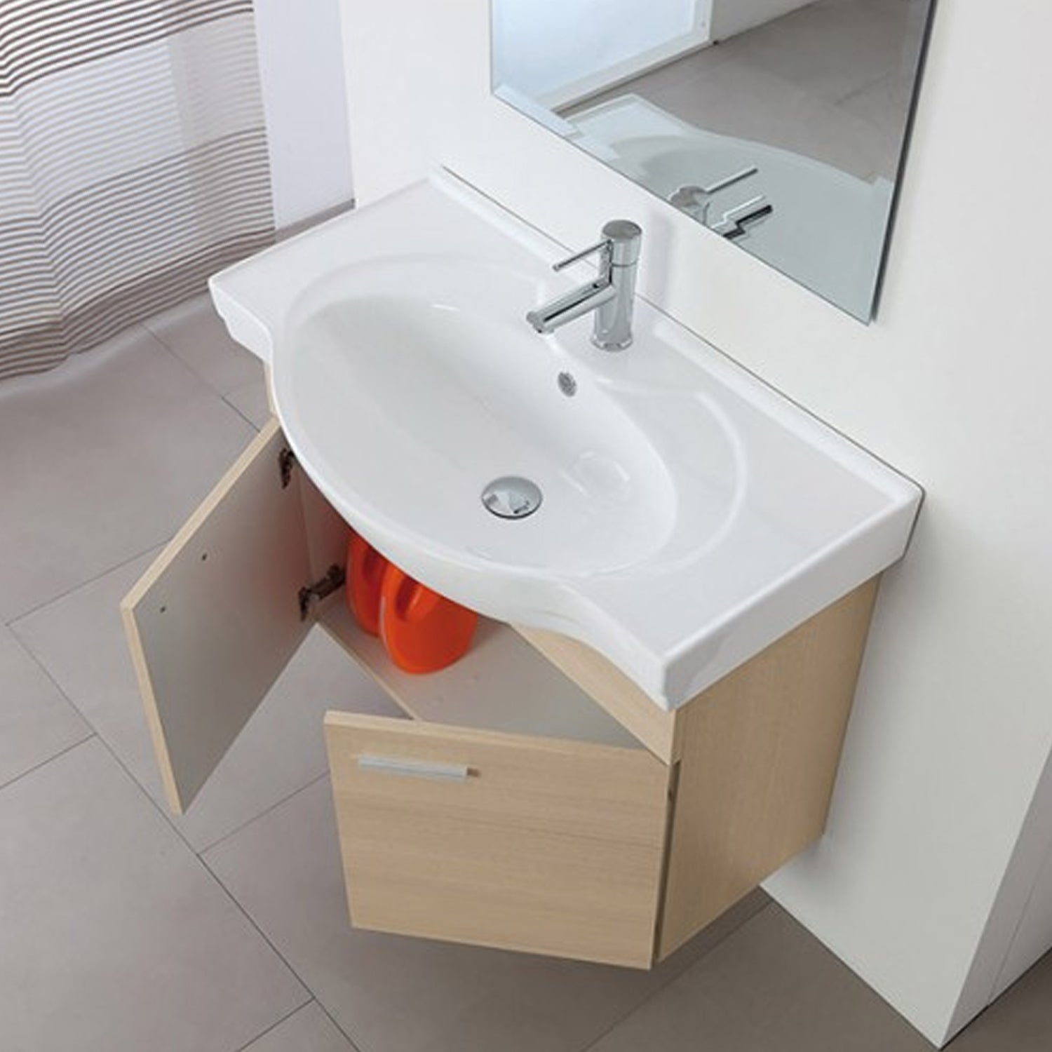 Composizione bagno sospesa Cubi&Co Star 80 cm con specchio - Larice