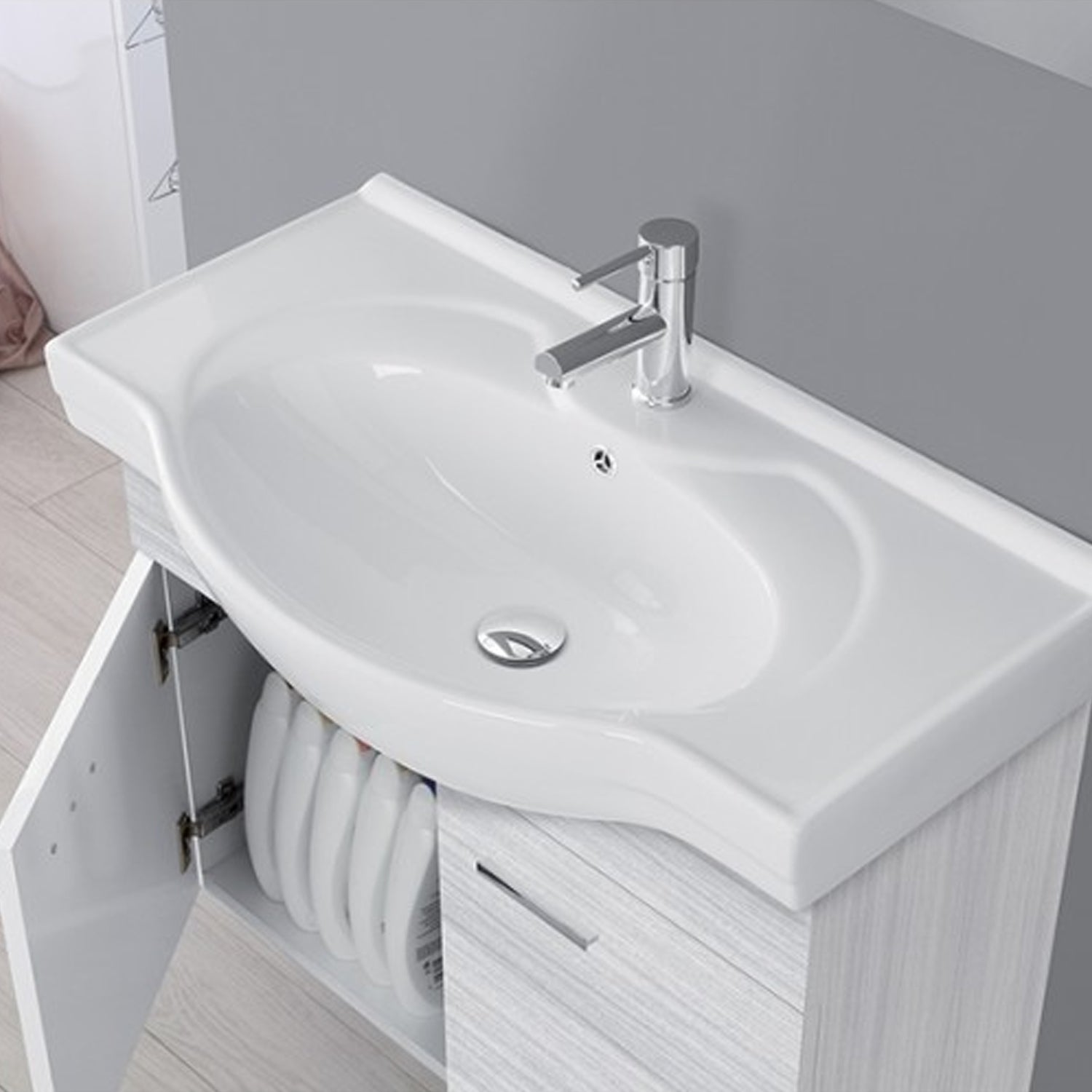 Composizione bagno sospesa Cubi&Co Star 80 cm con specchio - Grigio