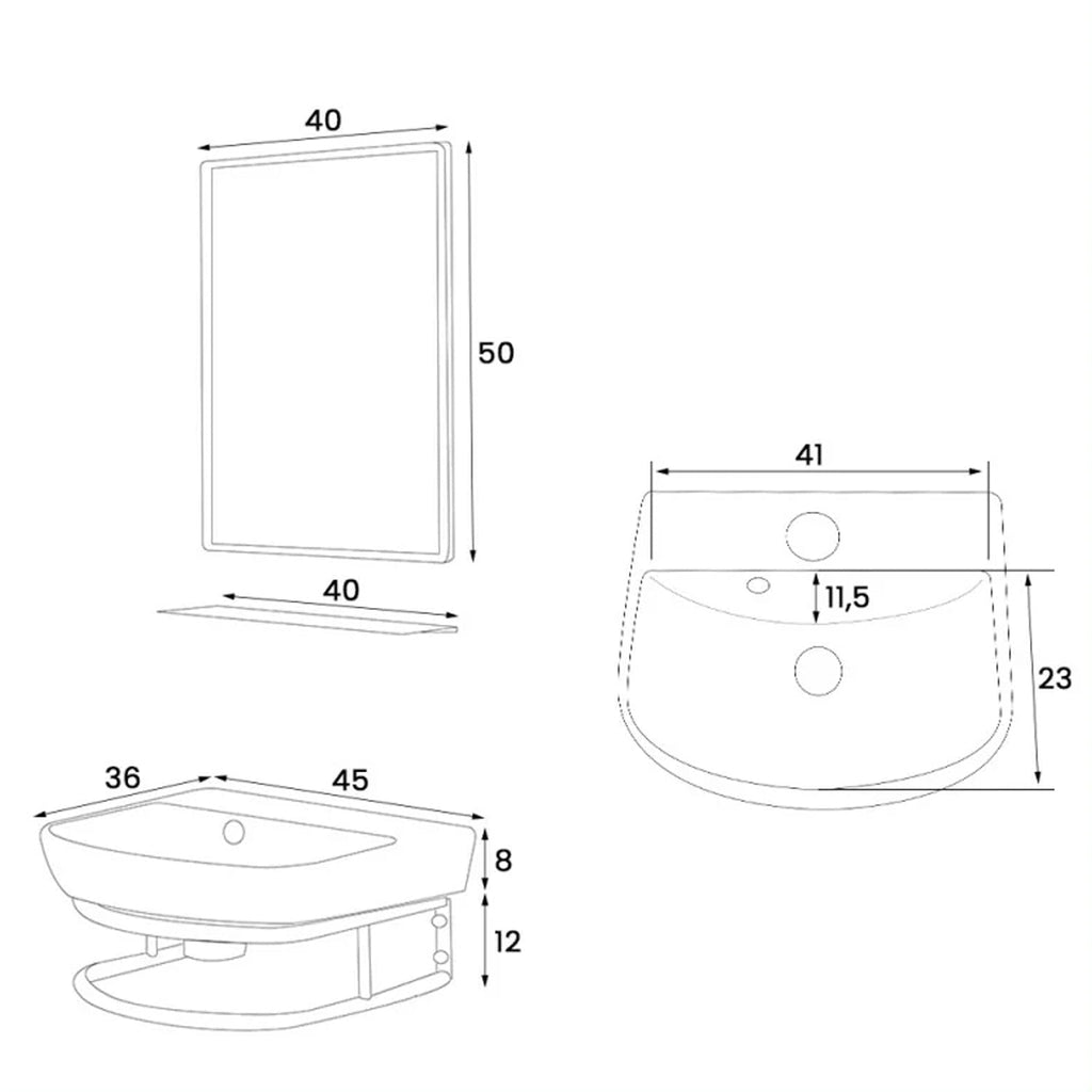 Composizione bagno Cubi&Co serie Forge 45cm in metallo - Nero