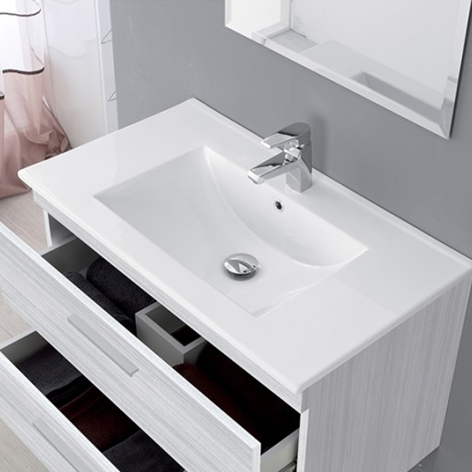 Composizione bagno sospesa Cubi&Co Star 80 cm con cassettoni - Grigio