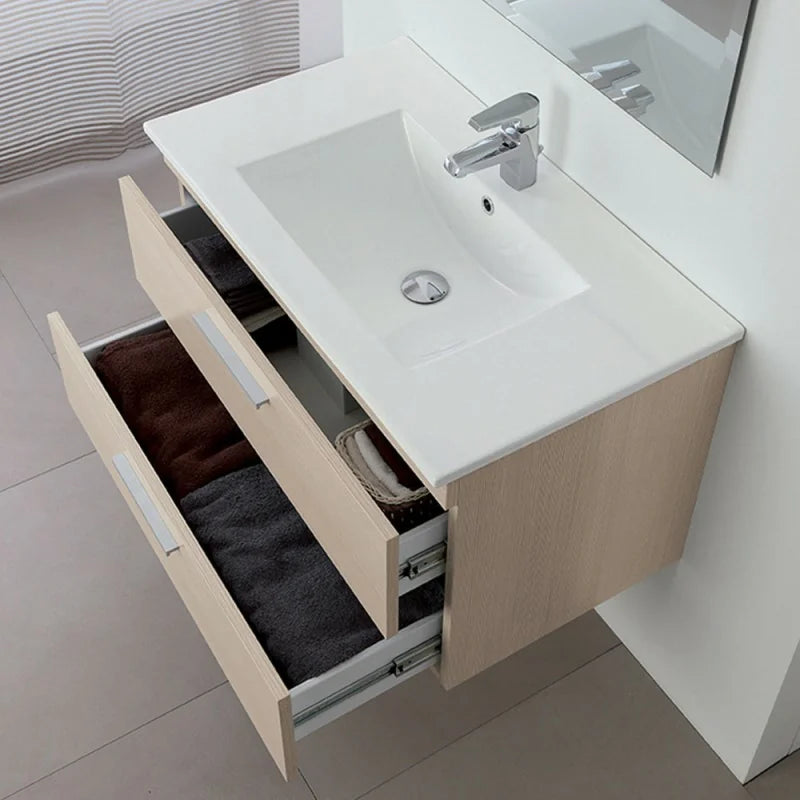 Composizione bagno sospesa Cubi&Co Star 80 cm con cassettoni - Larice