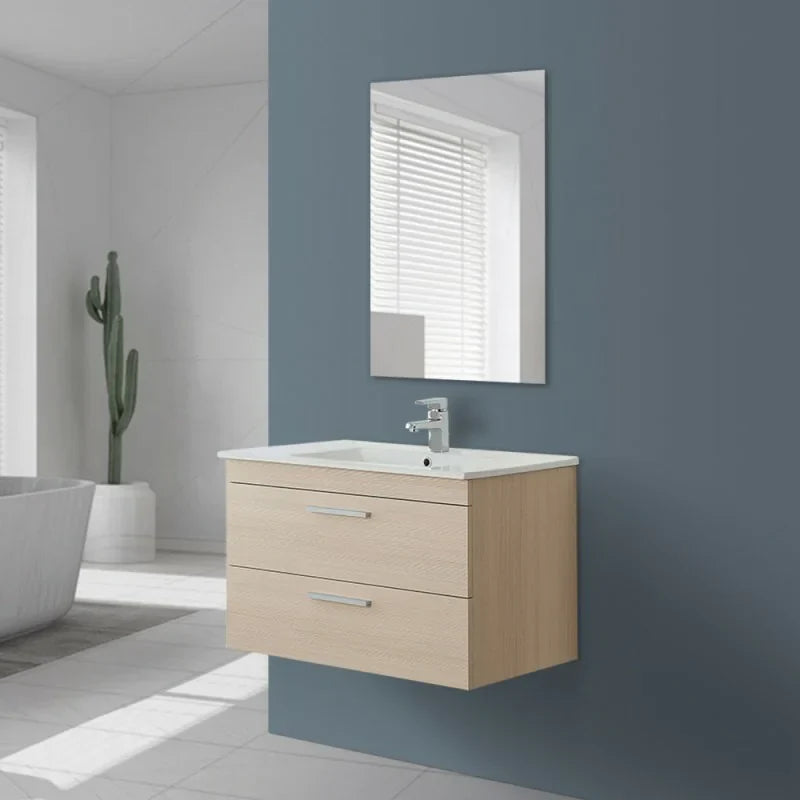 Composizione bagno sospesa Cubi&Co Star 80 cm con cassettoni - Larice