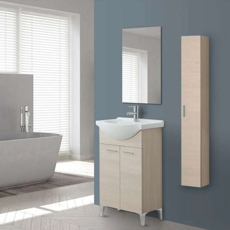 Composizione bagno a terra Cubi&Co serie Star 55 cm con specchio - Larice
