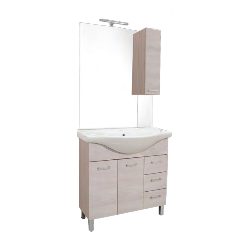  Lavabo 85 e Specchiera finitura Olmo Bianco by CeramicStore | Lo specialista del tuo bagno