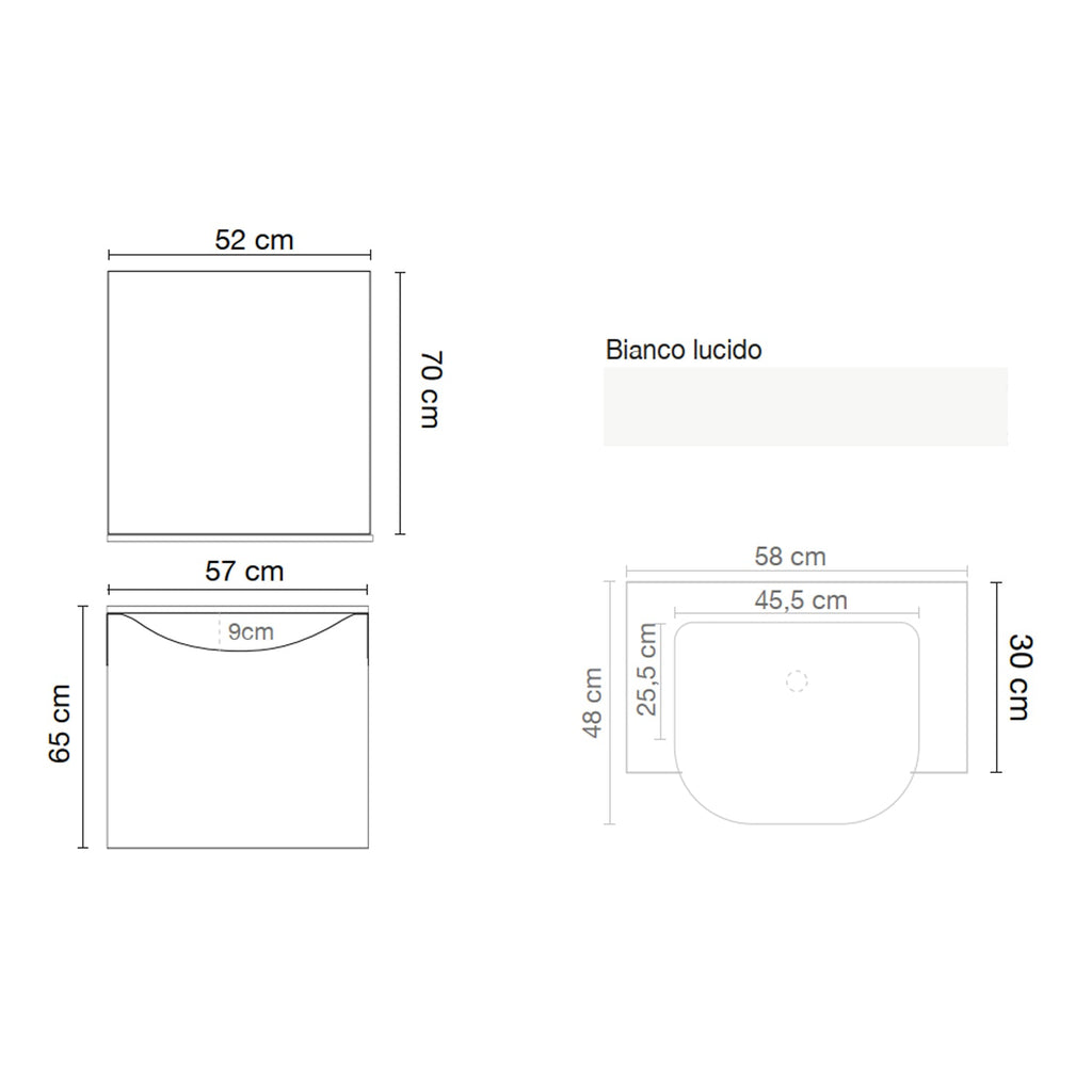  Mobile bagno sospeso con specchiera e lavabo integrato modello Vienna - Bianco Lucido by CeramicStore | Lo specialista del tuo bagno