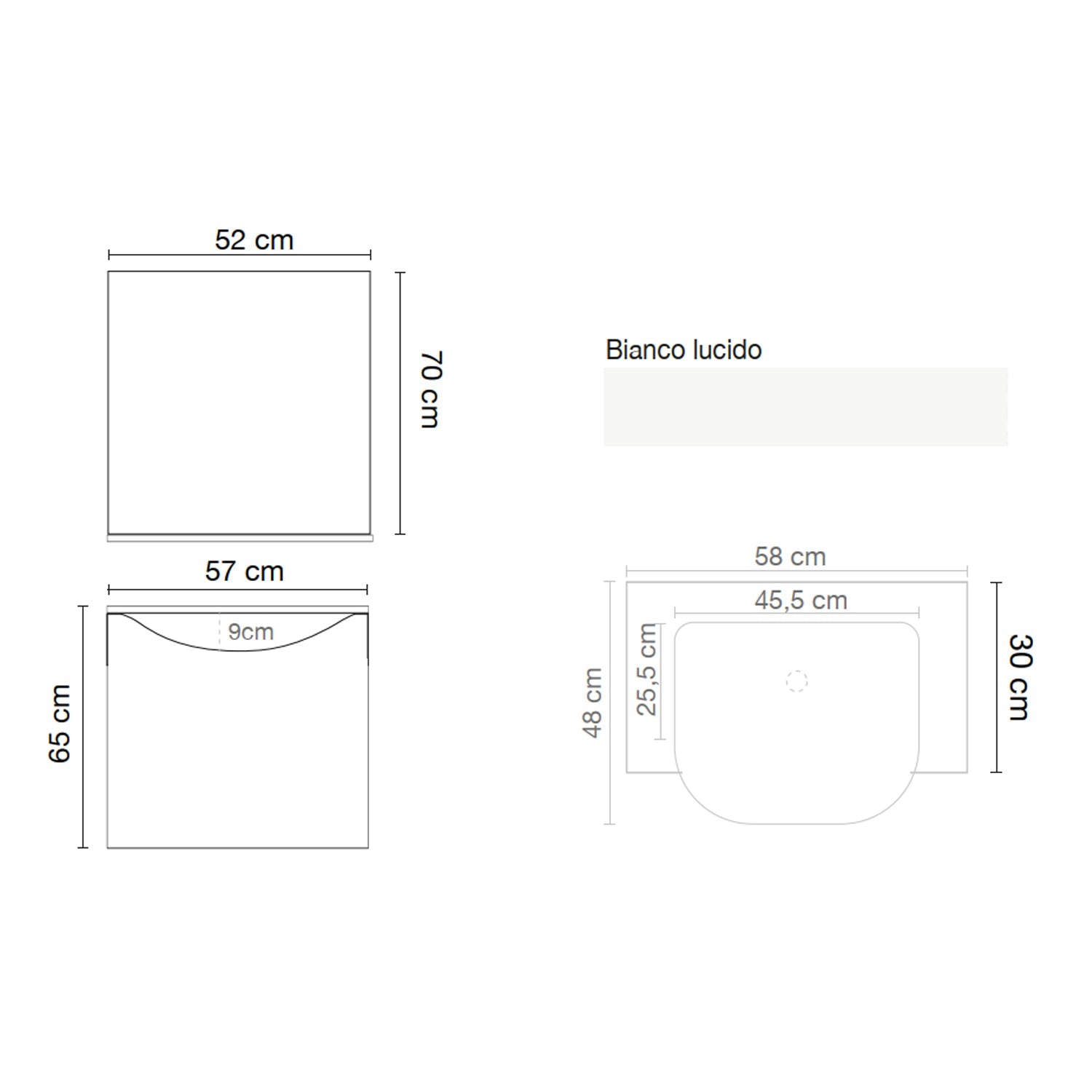  Mobile bagno sospeso con specchiera e lavabo integrato modello Vienna - Bianco Lucido by CeramicStore | Lo specialista del tuo bagno