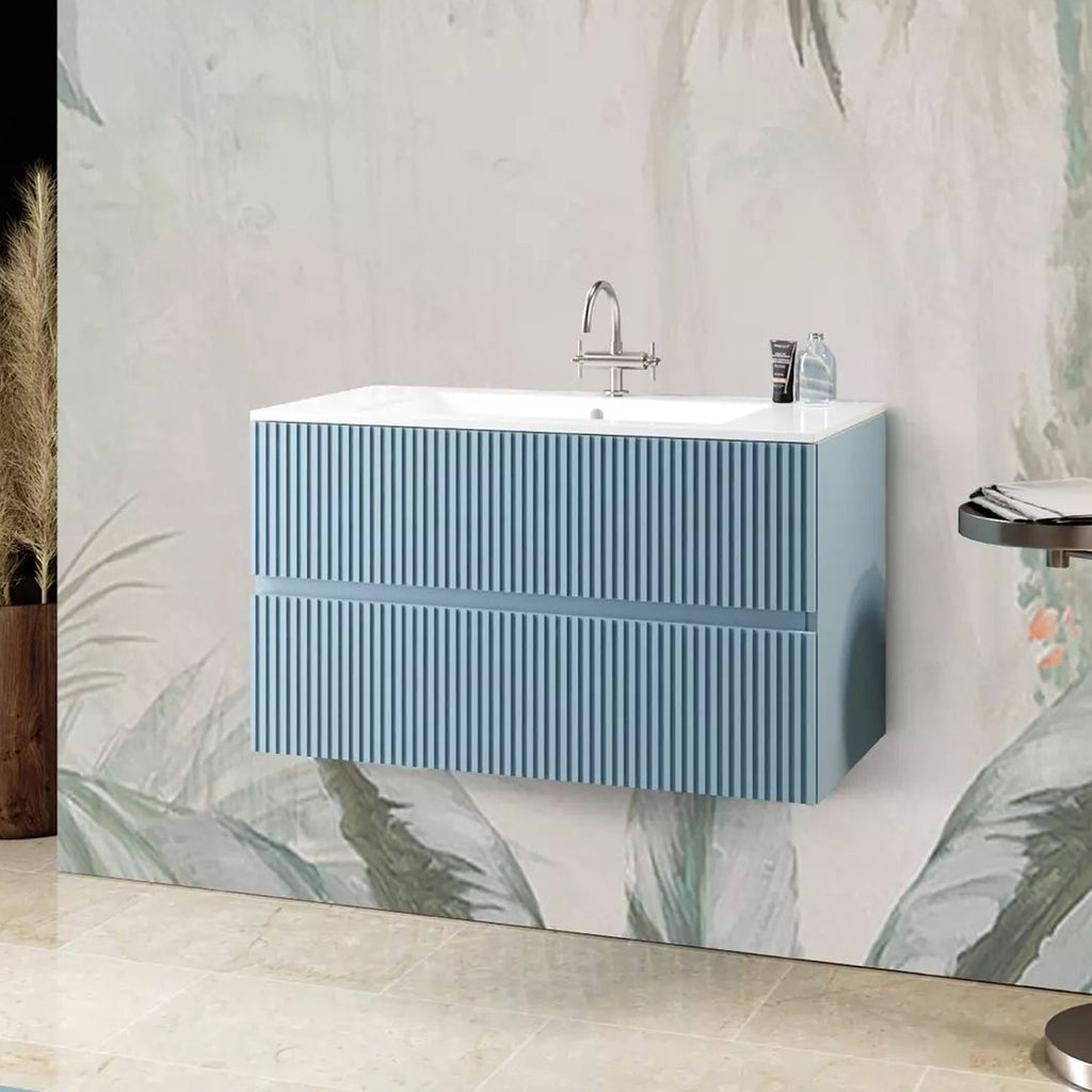 Mobile bagno sospeso con lavabo integrato modello Splendore - Azzurro Polvere by CeramicStore | Lo specialista del tuo bagno