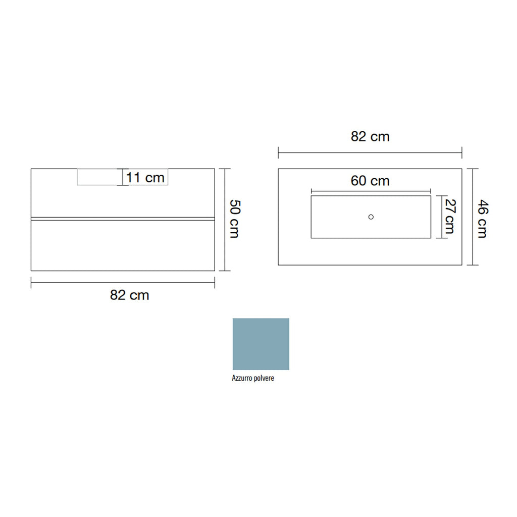  Mobile bagno sospeso con lavabo integrato modello Splendore - Azzurro Polvere by CeramicStore | Lo specialista del tuo bagno