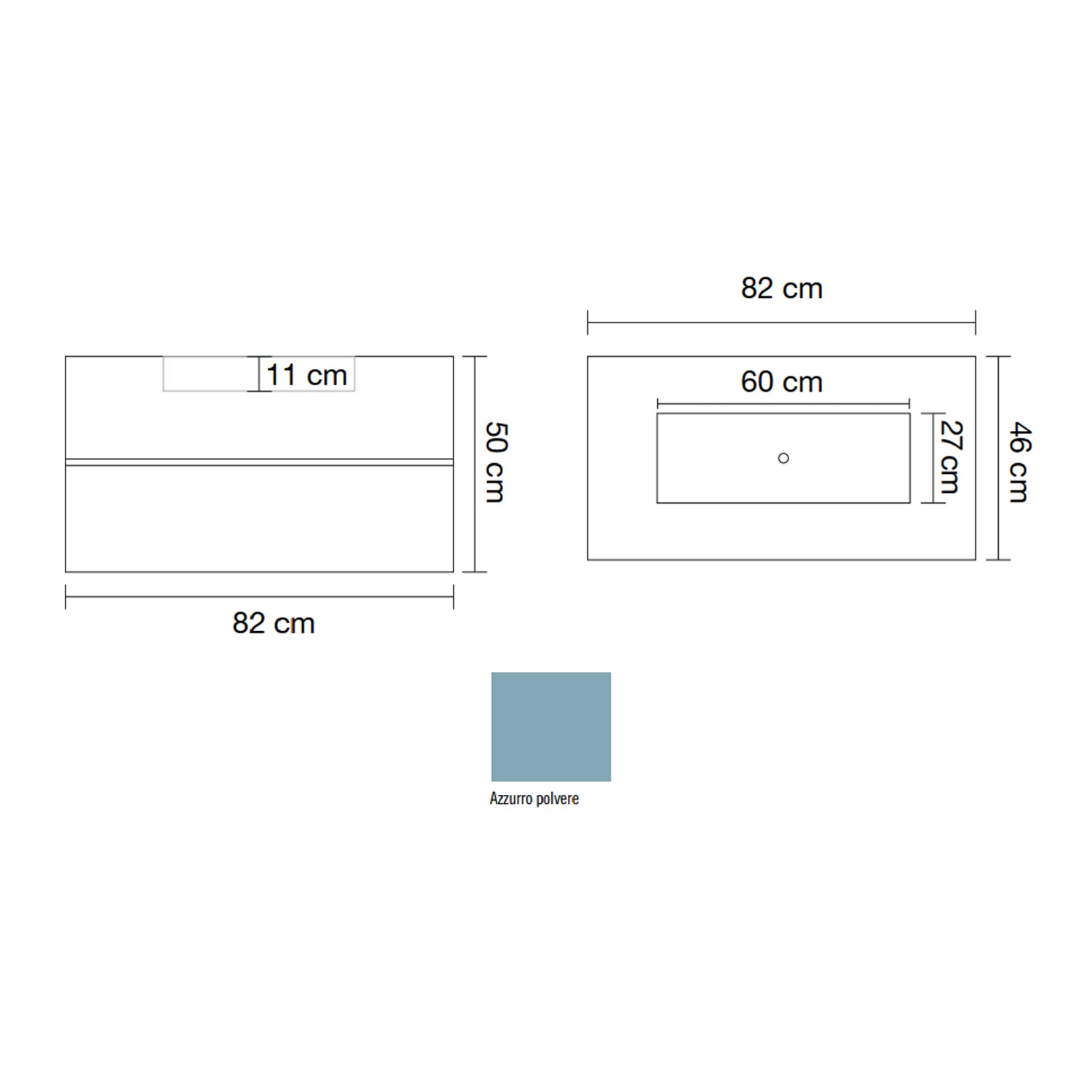  Mobile bagno sospeso con lavabo integrato modello Splendore - Azzurro Polvere by CeramicStore | Lo specialista del tuo bagno