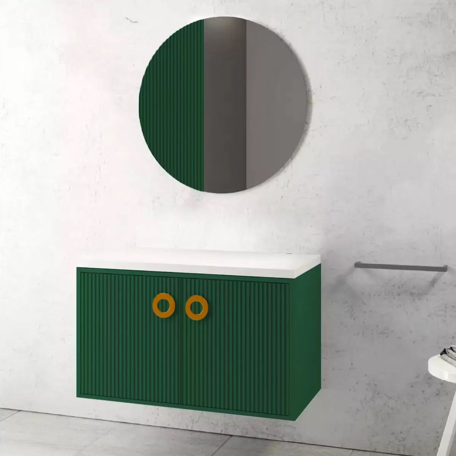 Mobile bagno sospeso con specchiera modello Sunshine - Verde bottiglia by CeramicStore | Lo specialista del tuo bagno