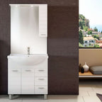 Mobile bagno a terra con specchiera e lavabo Cubi&Co modello Traccia 85 cm - Bianco Lucido by CeramicStore | Lo specialista del tuo bagno