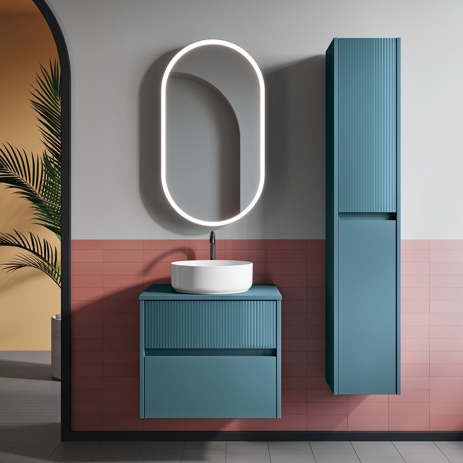 Composizione bagno sospesa Niwa01 di Falegnameria Adriatica con lavabo