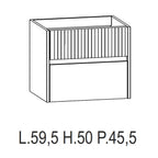  Mobile bagno sospeso Niwa03 di Falegnameria Adriatica con lavabo e specchio L.60+P.46 - Senape e Blu Pacifico by CeramicStore | Lo specialista del tuo bagno