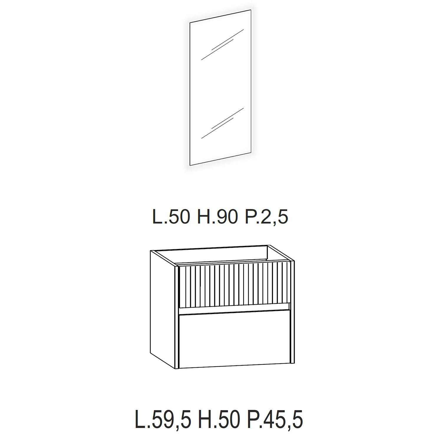  Mobile bagno sospeso Niwa03 di Falegnameria Adriatica con lavabo e specchio L.60+P.46 - Senape e Blu Pacifico by CeramicStore | Lo specialista del tuo bagno