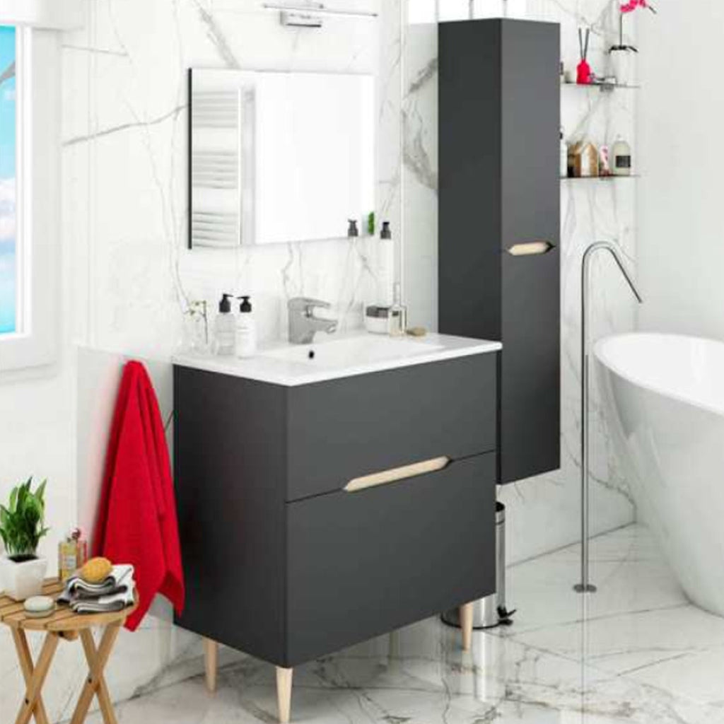 Mobile bagno con specchiera e lavabo Cubi&Co modello Venere - Antracite Rovere by CeramicStore | Lo specialista del tuo bagno