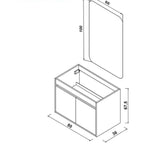 Composizione bagno sospesa Cubi&Co Shade a due ante con lavabo e specchio cm 80 - Grigio Medio