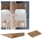  Mobile bagno con lavabo d'appoggio in ceramica e specchio led cm 80 rovere naturale e blu pastello opaco- Cubi&Co modello Destiny 2 by CeramicStore | Lo specialista del tuo bagno