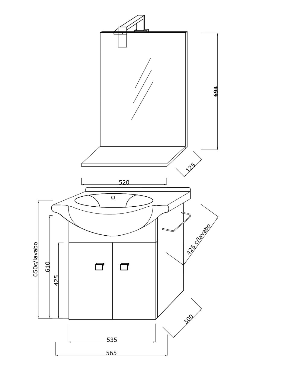  Mobile bagno sospeso con lavabo