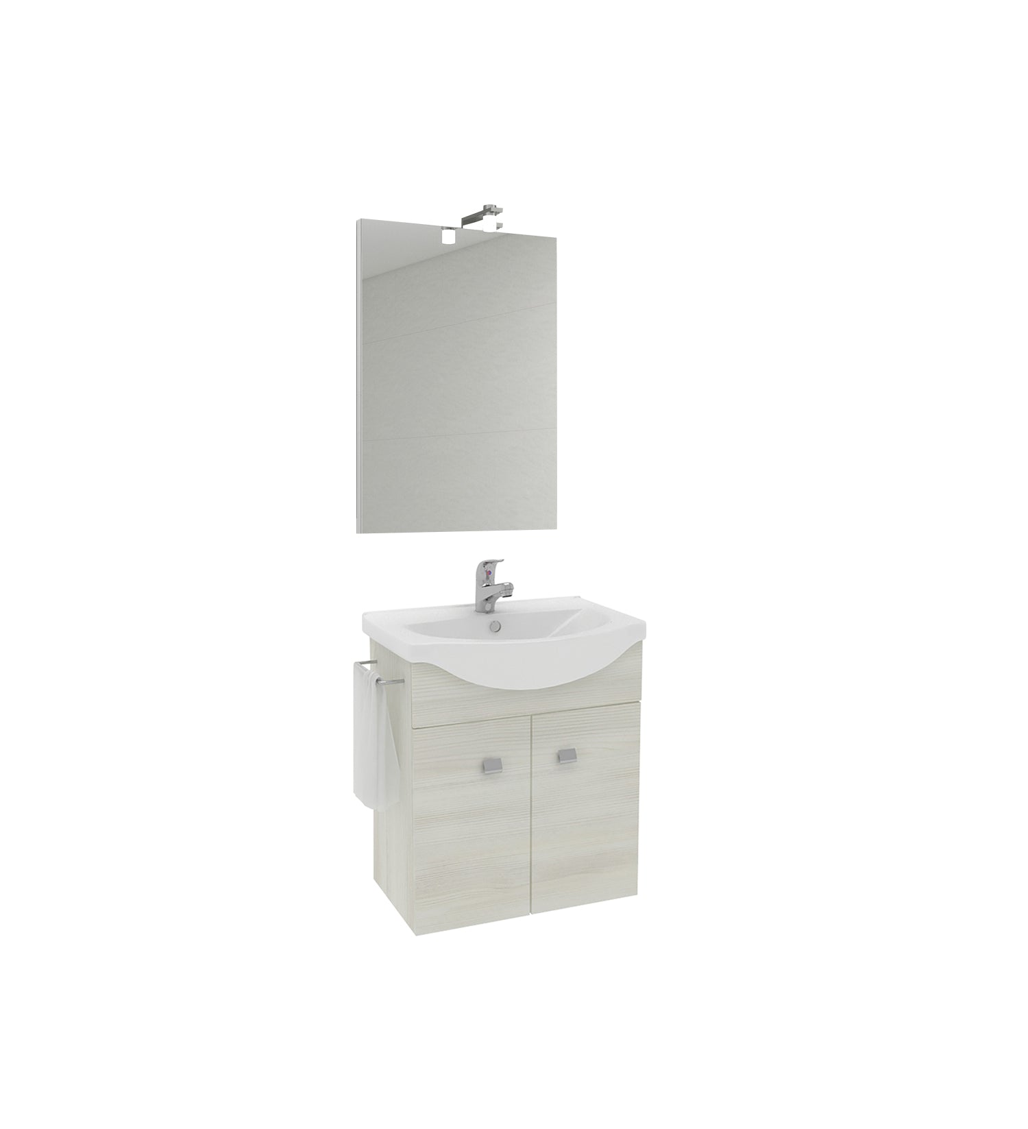  Mobile bagno sospeso con lavabo e specchiera Cubi&Co Smeraldo 55 cm - Rovere Bianco by CeramicStore | Lo specialista del tuo bagno