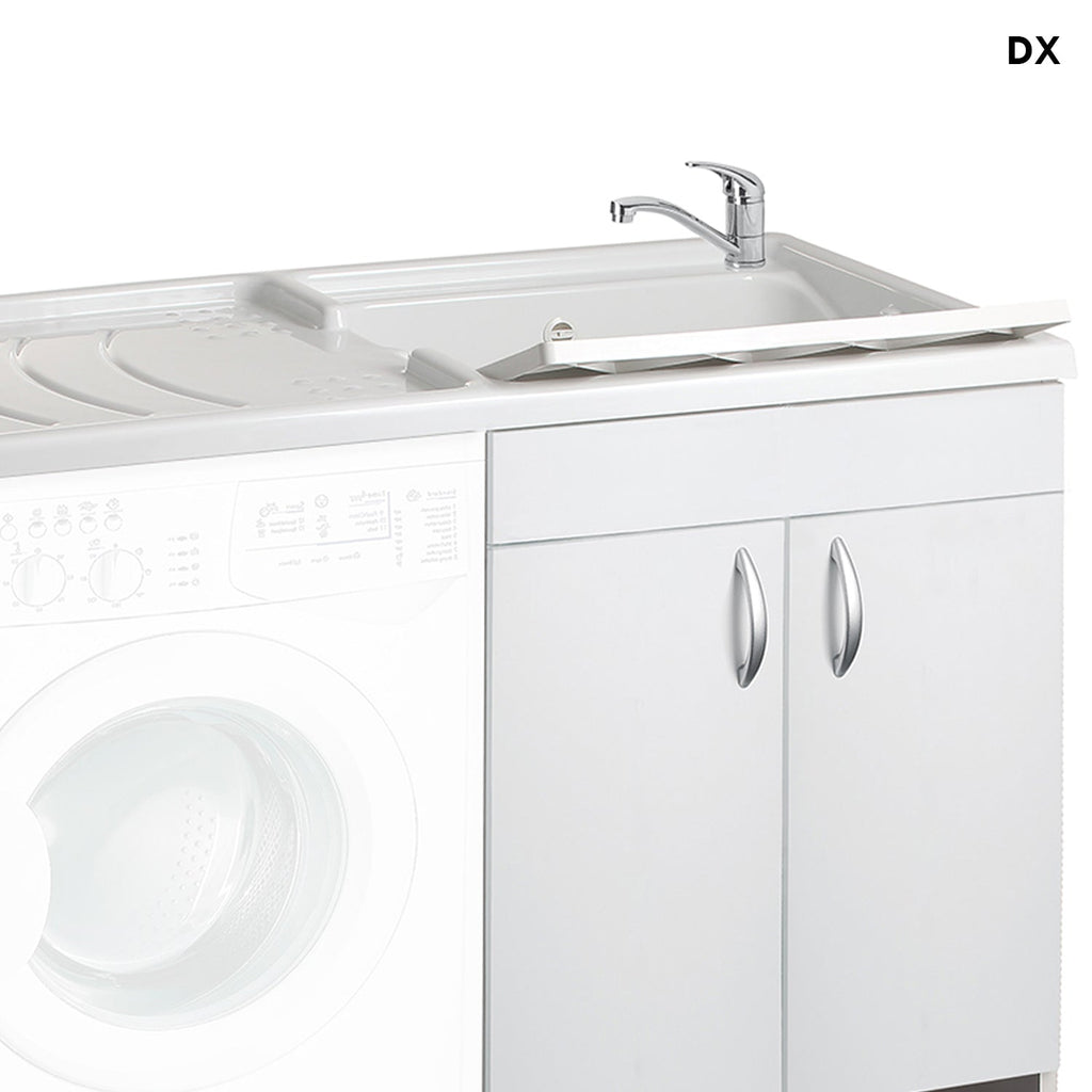 Mobile coprilavatrice 124X60 cm con lavatoio e piano di appoggio. Versione con vasca a Destra MADE IN ITALY by CeramicStore | Lo specialista del tuo bagno