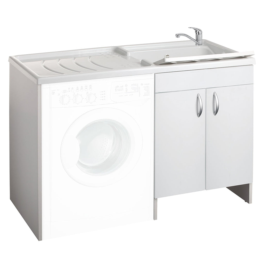  Mobile coprilavatrice 124X60 cm con lavatoio e piano di appoggio. Versione con vasca a Destra MADE IN ITALY by CeramicStore | Lo specialista del tuo bagno