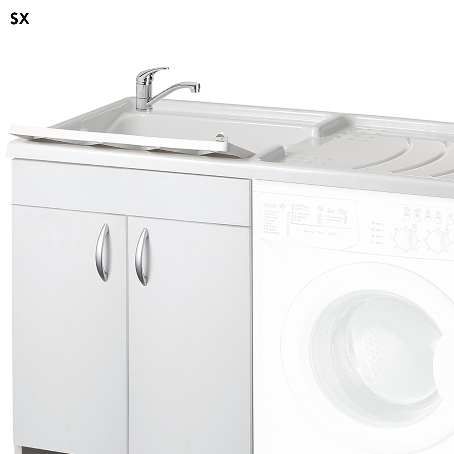  Mobile coprilavatrice 124X60 cm con lavatoio e piano di appoggio. Versione con vasca a Sinistra MADE IN ITALY by CeramicStore | Lo specialista del tuo bagno