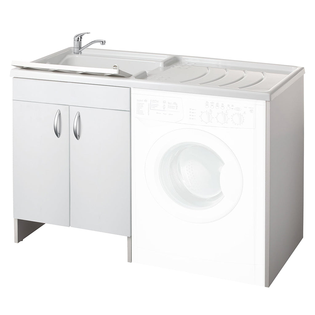  Mobile coprilavatrice 124X60 cm con lavatoio e piano di appoggio. Versione con vasca a Sinistra MADE IN ITALY by CeramicStore | Lo specialista del tuo bagno