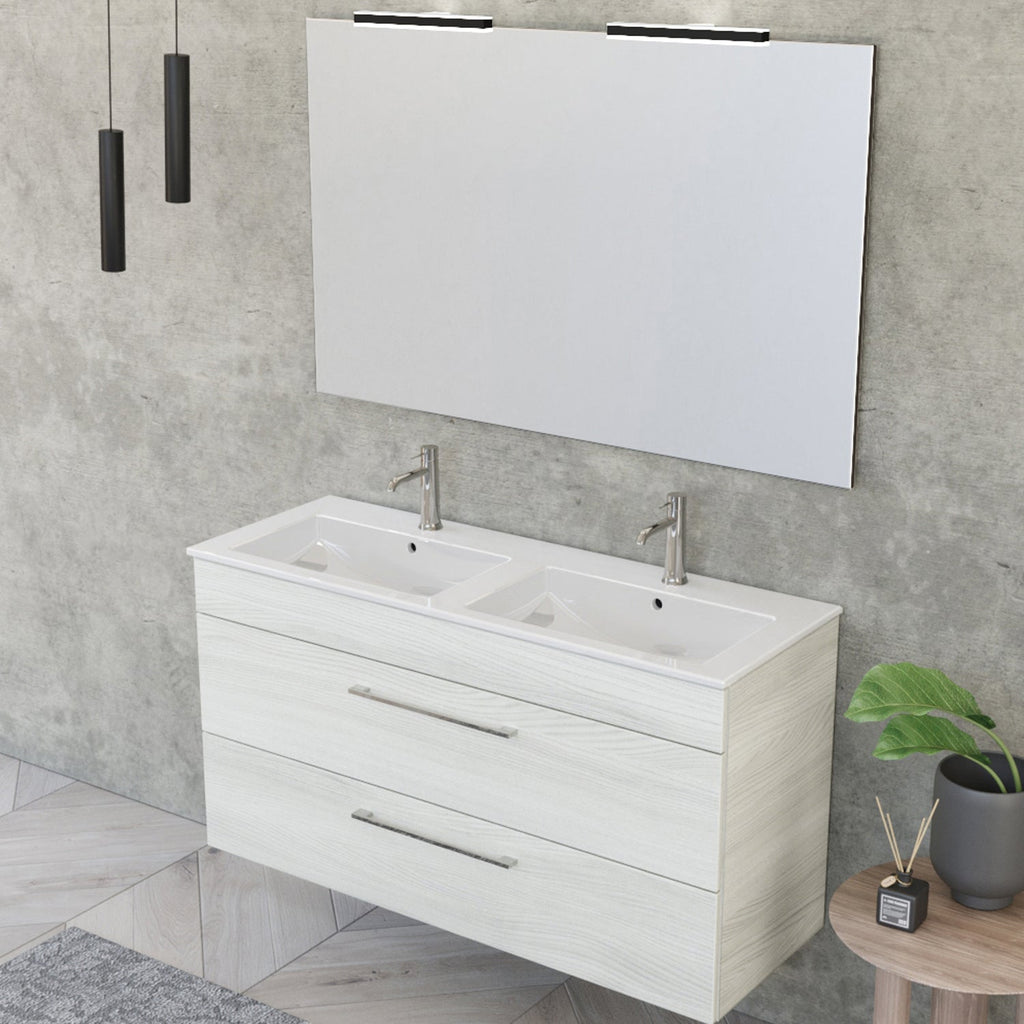 Composizione bagno sospesa Smack a 2 cassetti 118x62 con doppio lavabo