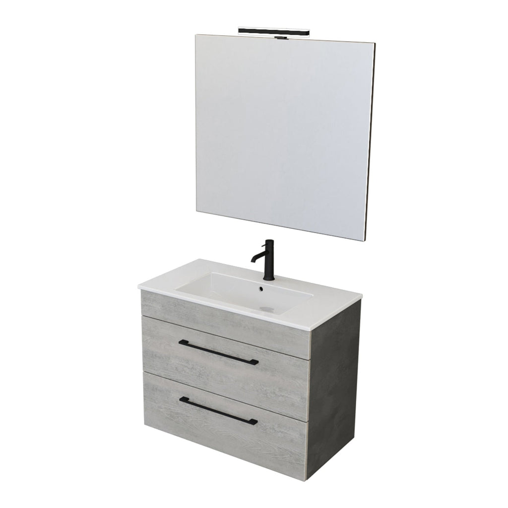  specchio con lampada LED cement wood e cemento by CeramicStore | Lo specialista del tuo bagno