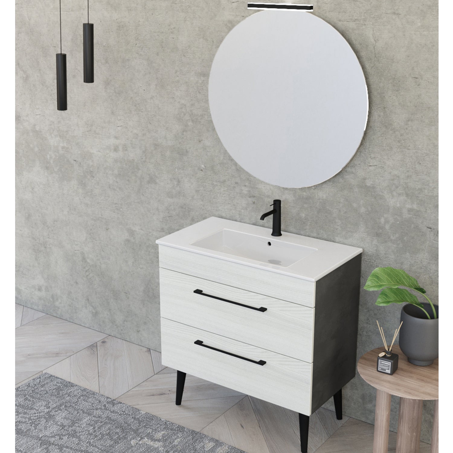 Composizione bagno sospesa Smack a 2 cassetti 80x62 con lavabo
