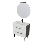  specchio con lampada LED olmo bianco e cemento by CeramicStore | Lo specialista del tuo bagno