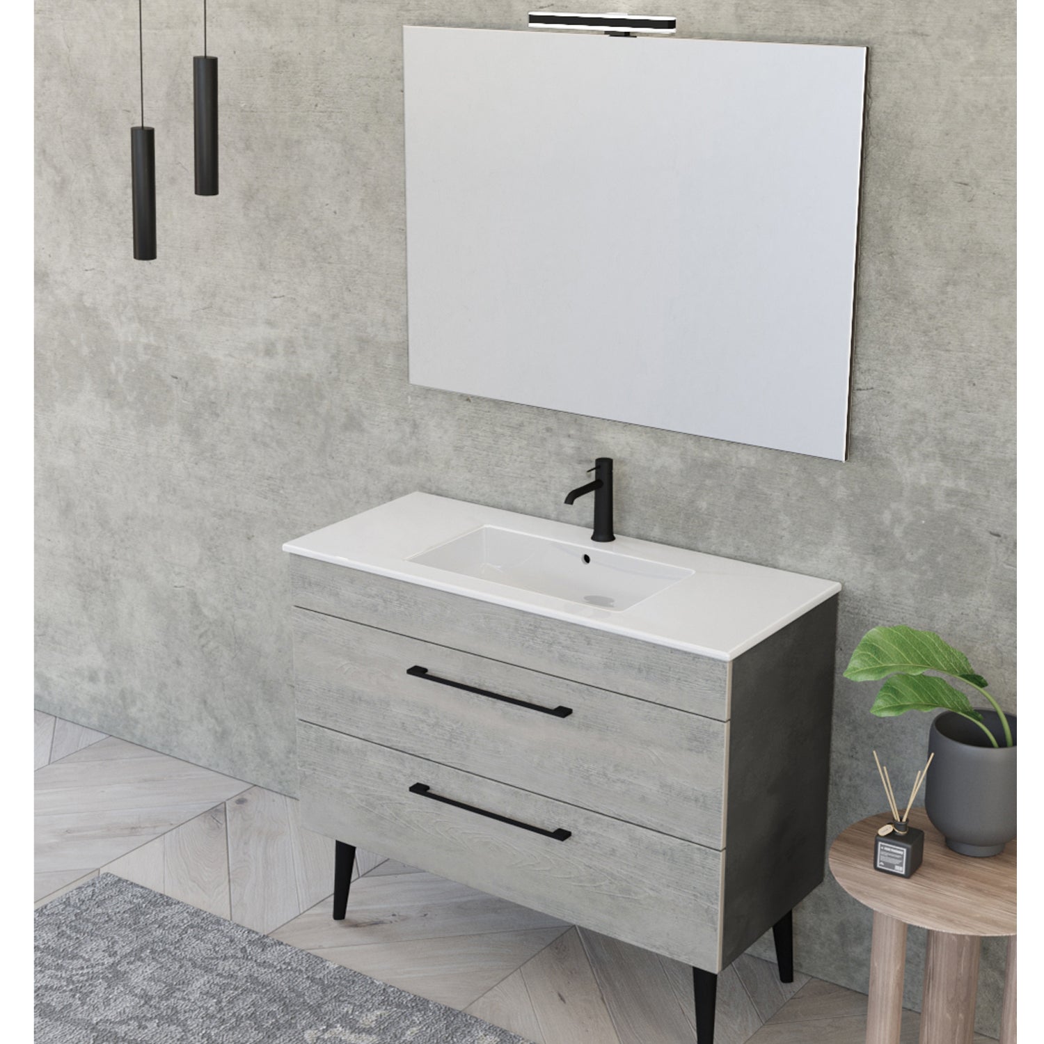 Composizione bagno sospesa Smack a 2 cassetti 100x62 con lavabo