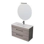  specchio con lampada LED olmo naturale e cemento by CeramicStore | Lo specialista del tuo bagno