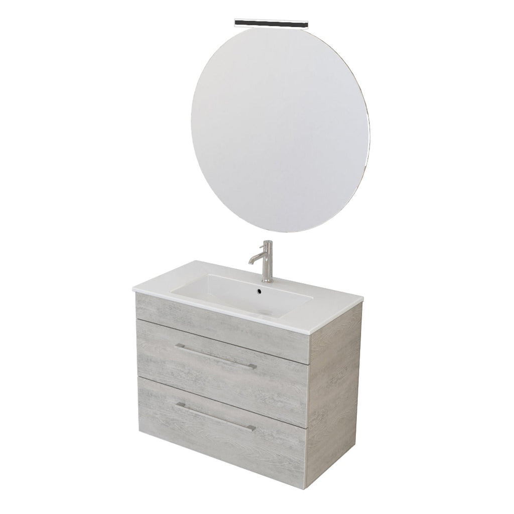  specchio con lampada LED cement wood by CeramicStore | Lo specialista del tuo bagno