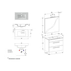  Composizione bagno sospesa Smack a 2 cassetti 80x62 con lavabo