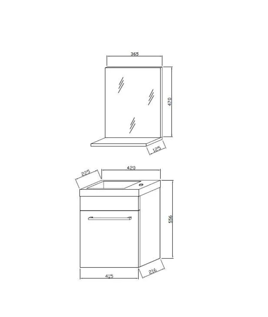  Mobile bagno con lavabo e specchiera Pick - Rovere Grigio by CeramicStore | Lo specialista del tuo bagno