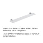  Mensola 57 cm in vetro temperato Colorado di Gedy - Cromato