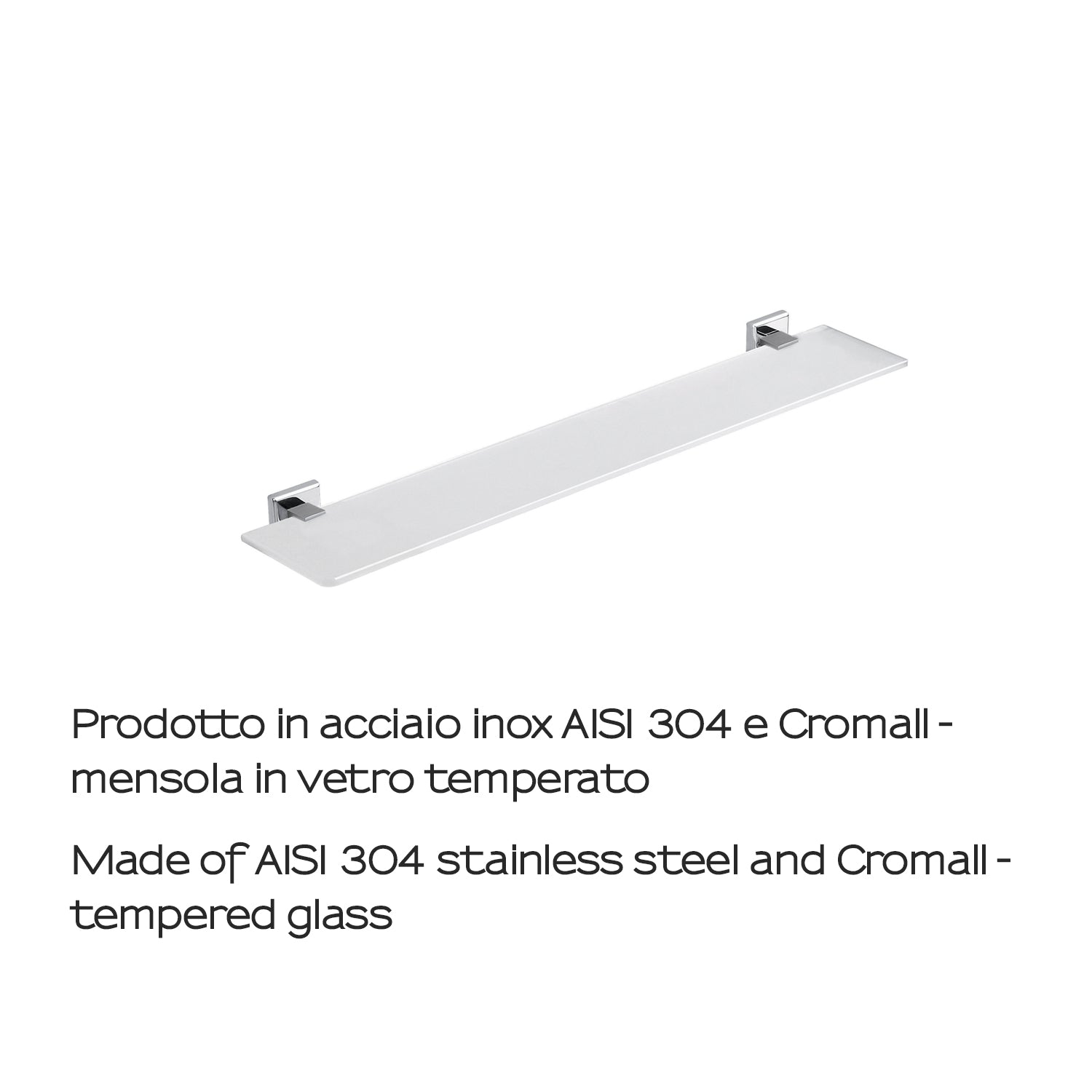  Mensola 57 cm in vetro temperato Colorado di Gedy - Cromato