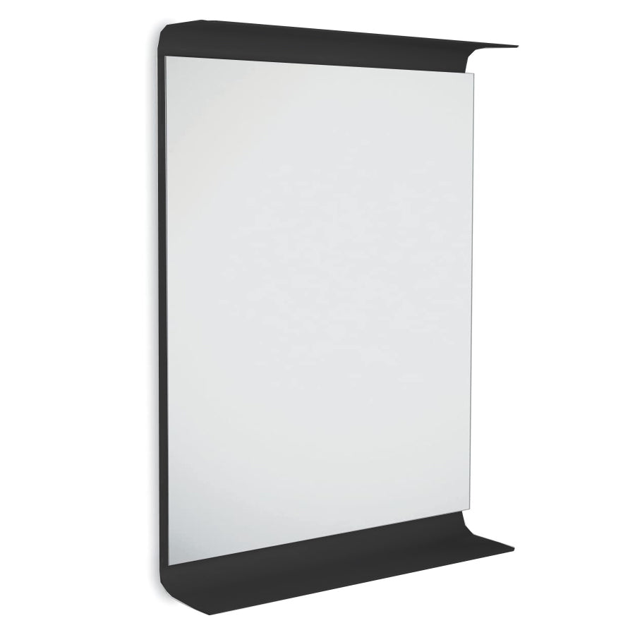 Specchio rettangolare con cornice-mensola in alluminio verniciato nero goffrato e luce led cm 64x90 Lineabeta Speci by CeramicStore | Lo specialista del tuo bagno