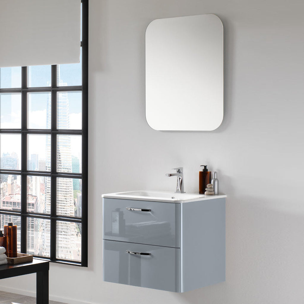 Mobile bagno sospeso modello Best04 cm 60x190x46 laccato lucido grigio by CeramicStore | Lo specialista del tuo bagno