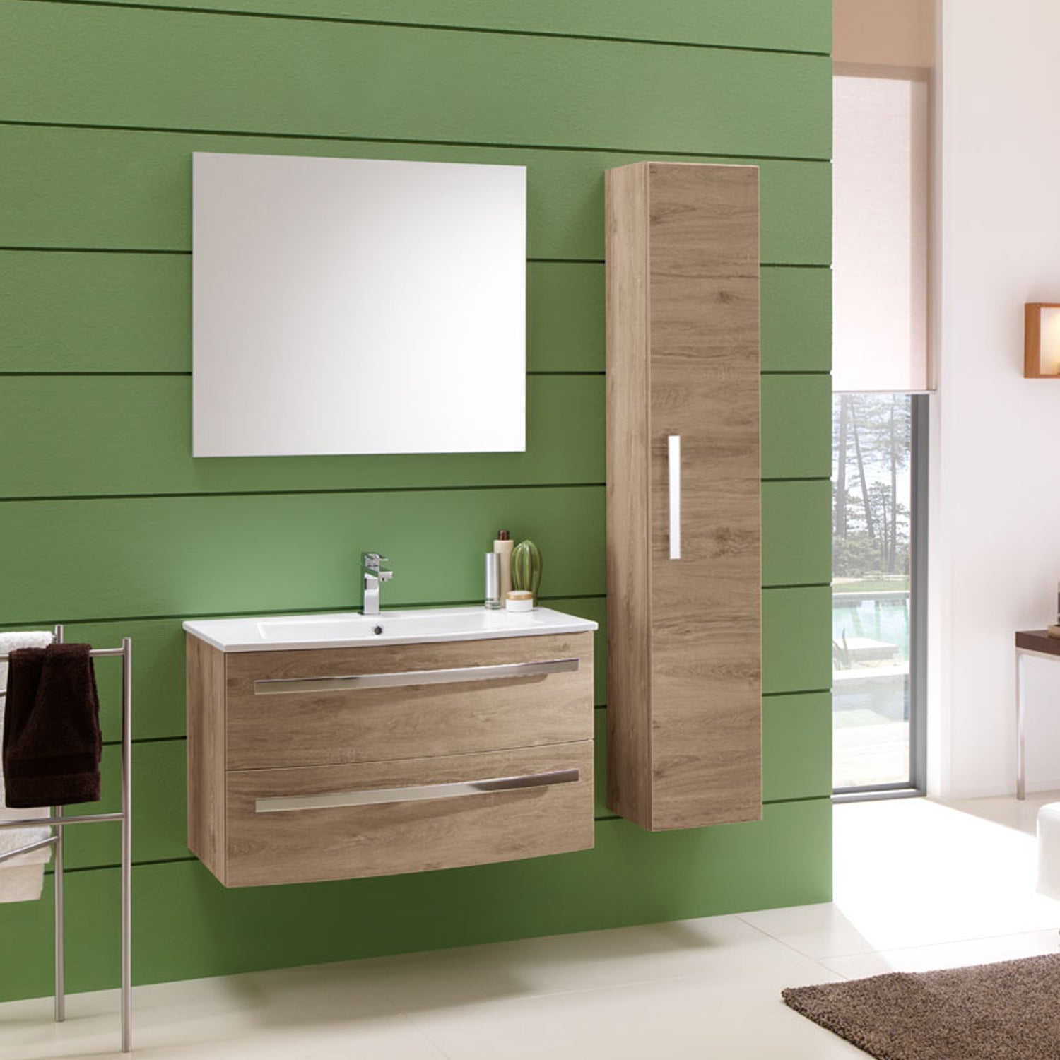 Mobile bagno sospeso modello Oscar01 cm 115x190x46 rovere nabucco by CeramicStore | Lo specialista del tuo bagno