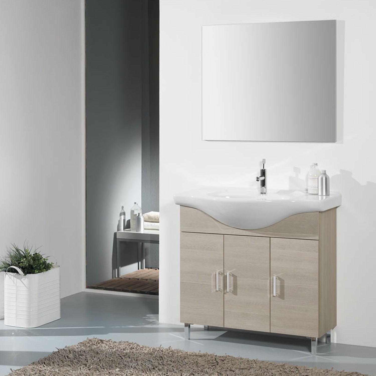 Mobile bagno a terra da 85 cm modello Pisa02 finitura in larice by CeramicStore | Lo specialista del tuo bagno
