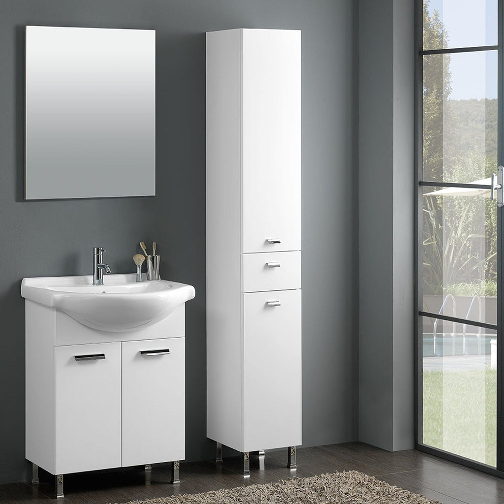 Mobile bagno a terra modello Rimini02 cm 95x195x47 laccato lucido bianco by CeramicStore | Lo specialista del tuo bagno
