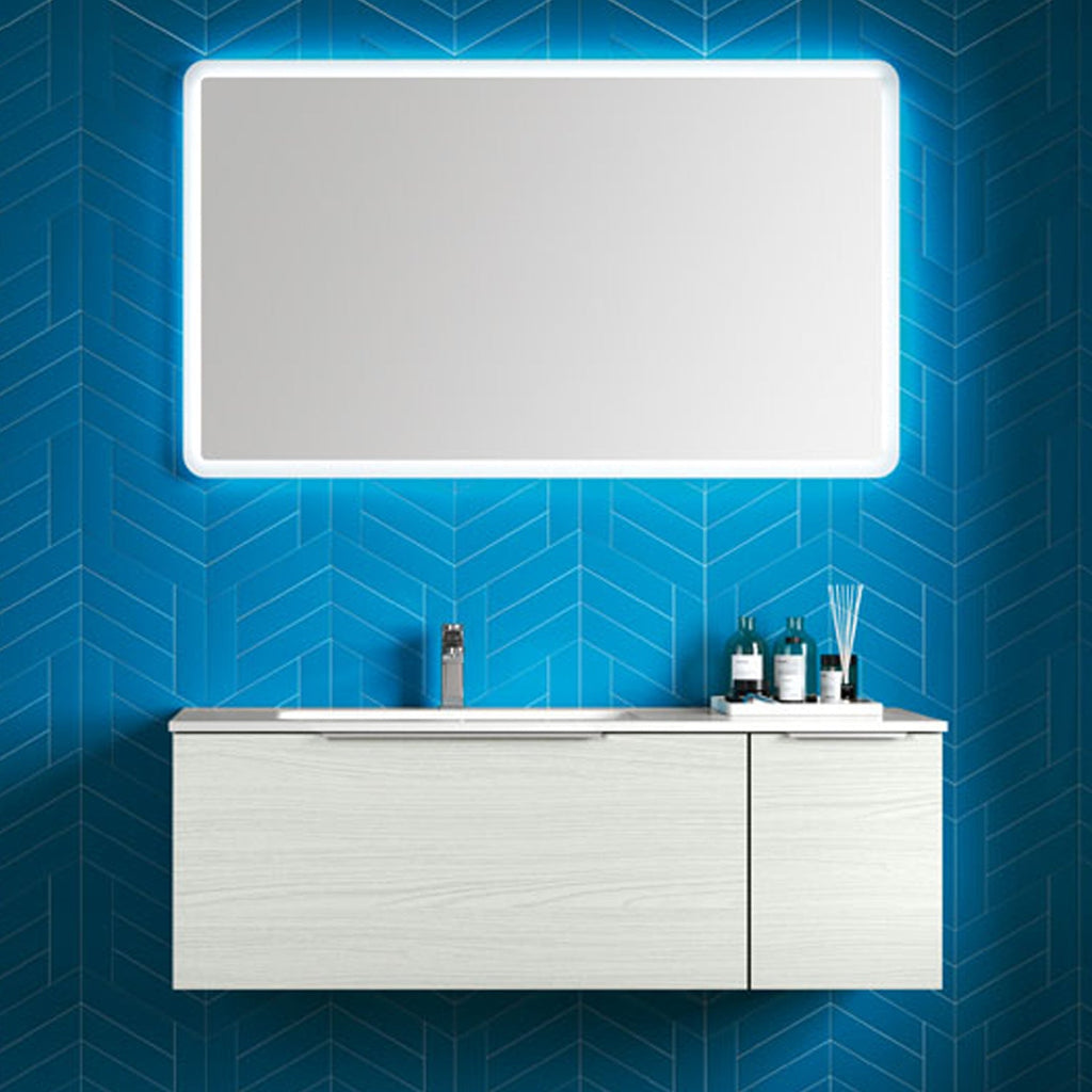 Mobile bagno sospeso modello Portland 01 120 cm con lavabo e specchio color Aralie by CeramicStore | Lo specialista del tuo bagno