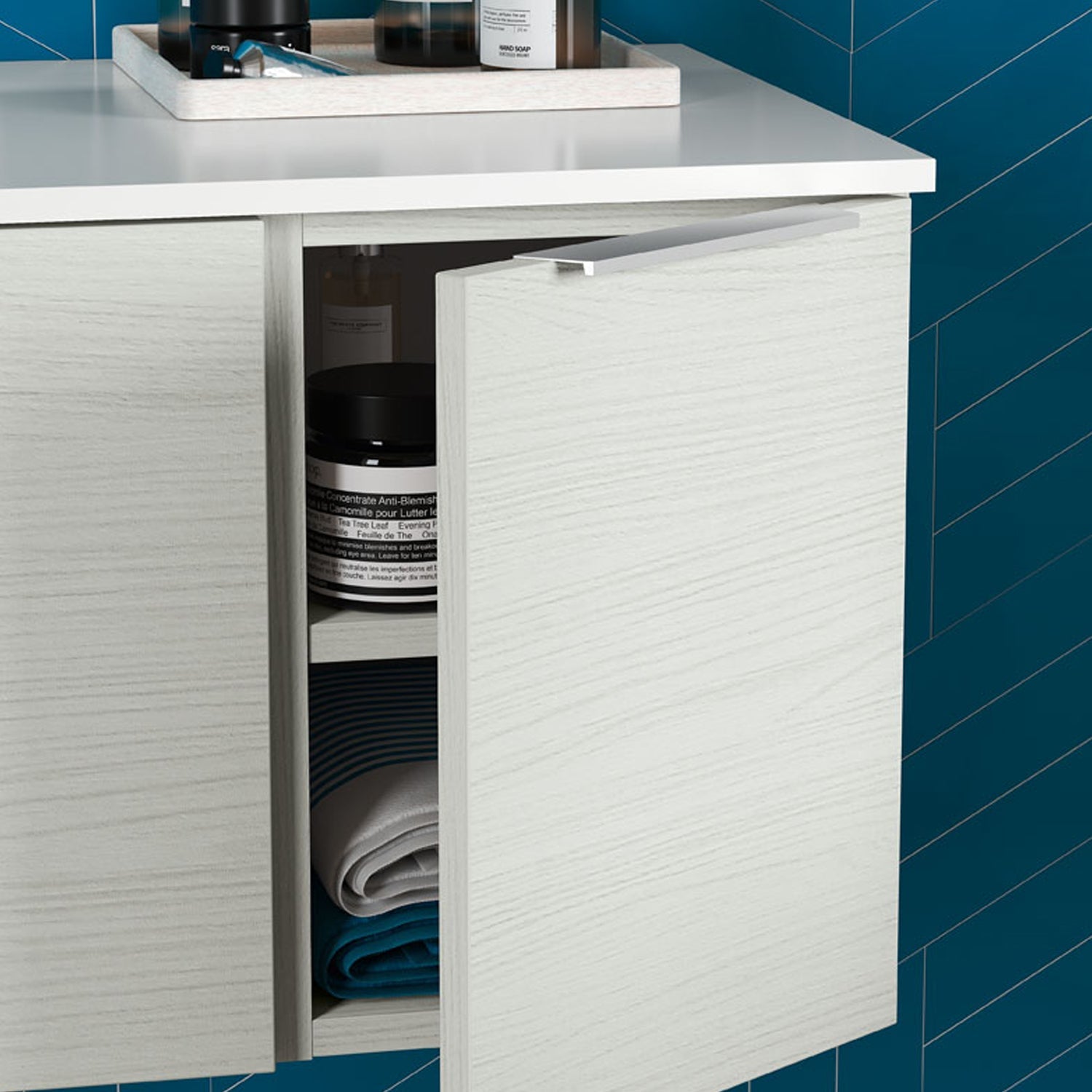  Mobile bagno sospeso modello Portland 01 120 cm con lavabo e specchio color Aralie by CeramicStore | Lo specialista del tuo bagno