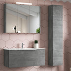 Mobile bagno sospeso modello Portland 02 120 cm con lavabo colonna e specchio color Cemento by CeramicStore | Lo specialista del tuo bagno