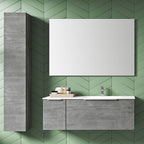 Mobile bagno sospeso modello Portland03 150 cm con lavabo colonna e specchio color Cemento by CeramicStore | Lo specialista del tuo bagno